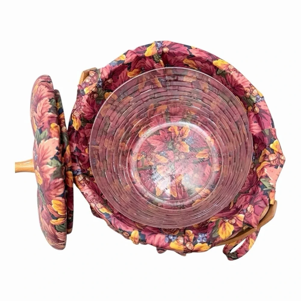 Longaberger Hostess Large Pumpkin Basket W/ Fall Foliage Fabric Liner & Lid